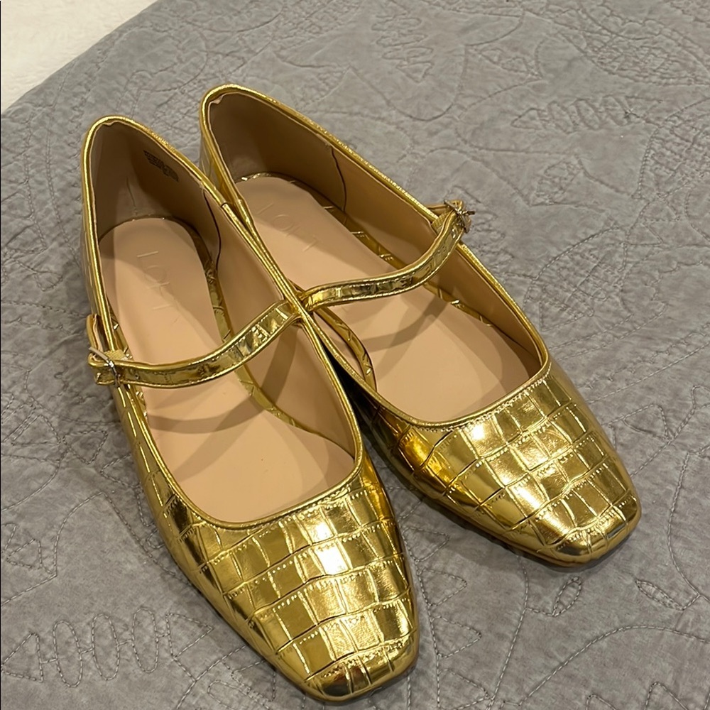 LOFT Gold Embossed Flats